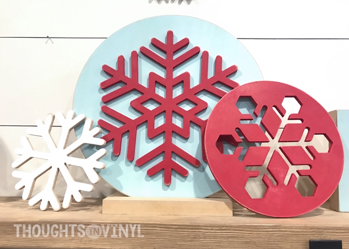 Layered Wooden Snowflake Trio
