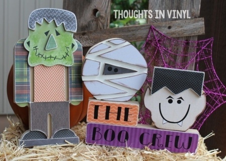 wooden halloween letters frankenstin mummy dracula boo crew