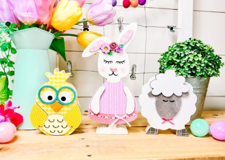 wood Easter Crafts Bunny Chick Lamb