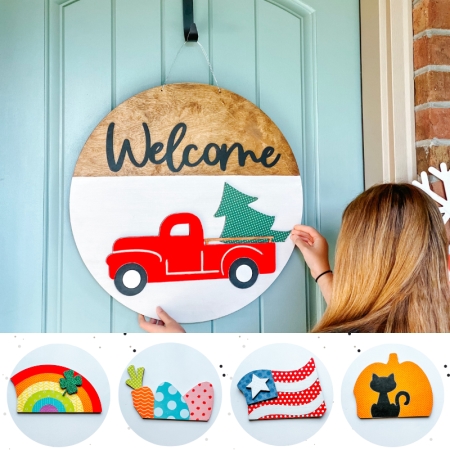 interchangeable welcome front door sign for all holidays