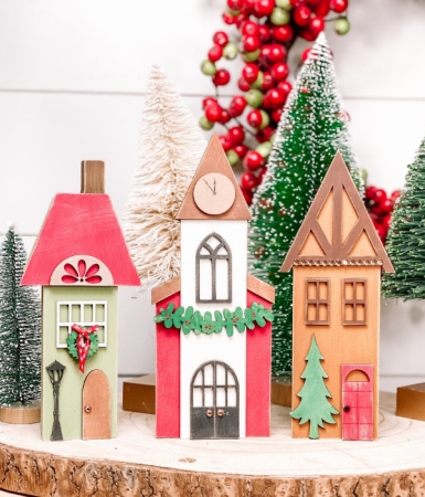 Christmas Village wood houses