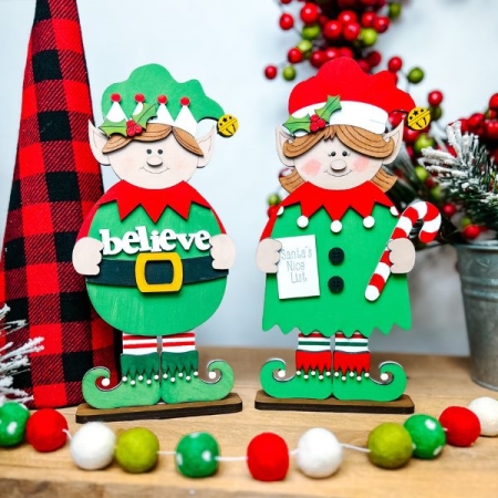 christmas wooden elf set