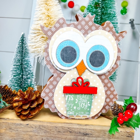 interchangeable owl with Christmas present insert