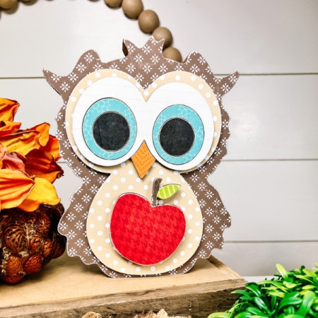 interchangeable owl with school fall apple insert