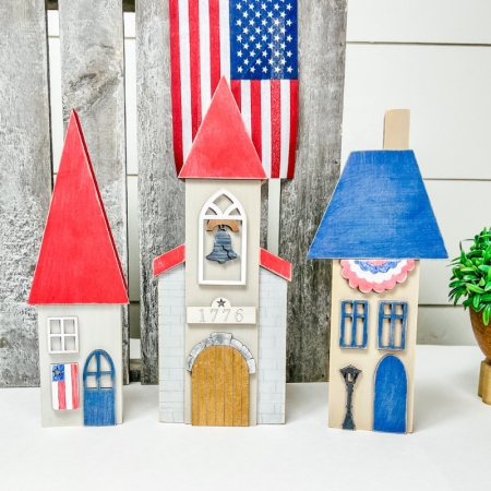 USA liberty bell wood village, DIY craft kit