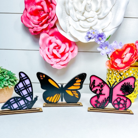 wooden DIY layered decorative butterfly set