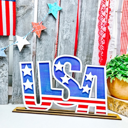 diy layered USA wood cutout craft kit 