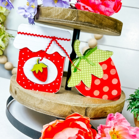 Strawberry jam and strawberry wood cutout