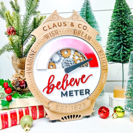 Christmas Believe Meter with cogs DIY craft kit