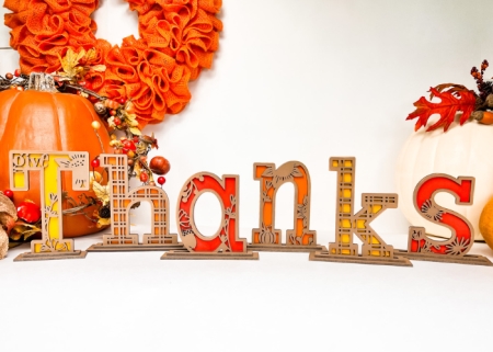 CK1244 layered decorative give thanks letters Thanksgiving wood crafts