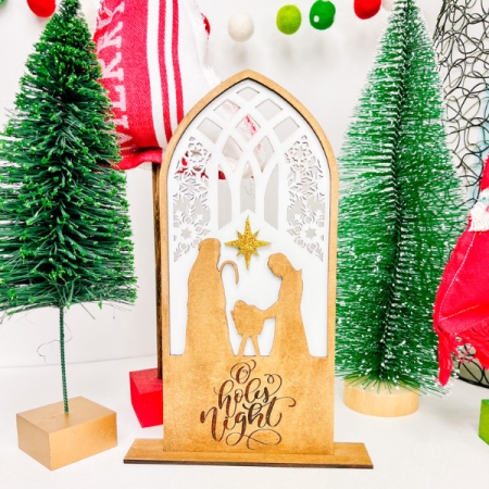 O holy night silhouette wooden Christmas nativity DIY craft kit