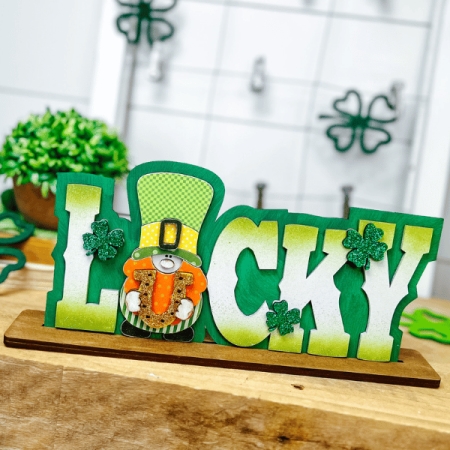 Layered Lucky Leprechaun Letters DIY wood St. Patricks day craft kit