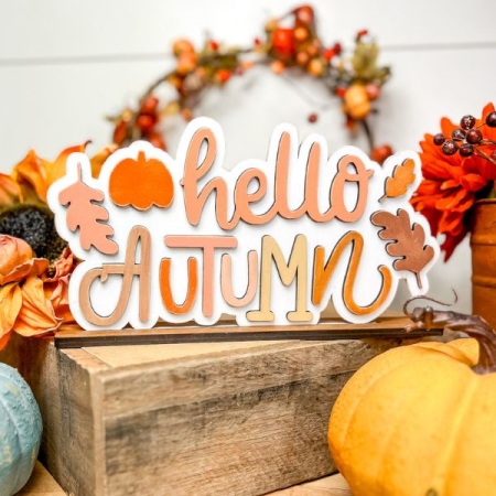 hello autumn sign fall wood crafts