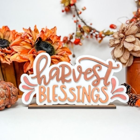 Harvest Blessings wood sign Thanksgiving Fall craft 