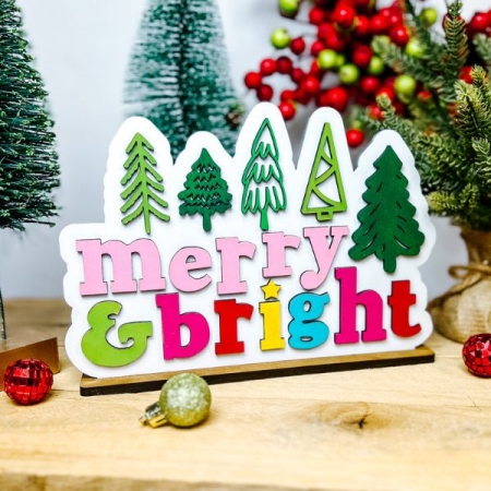 wood sign merry and bright Chritsmas craft