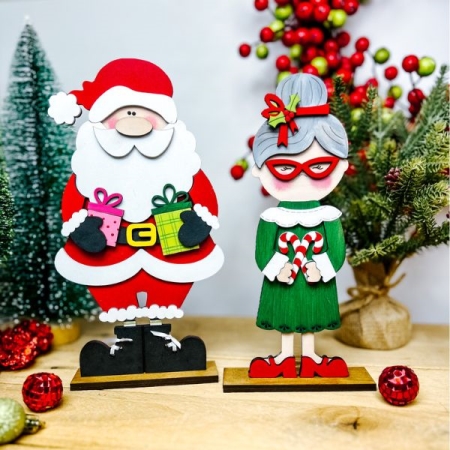  Christmas Santa and Mrs Claus wood craft kit