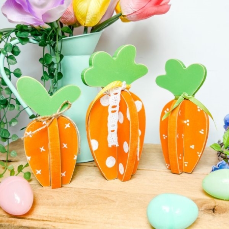 3D carrots Easter Spring crafts wood carrot set