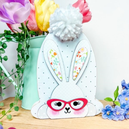 Easter Bunny wood craft Blushing bunny cotton tail 