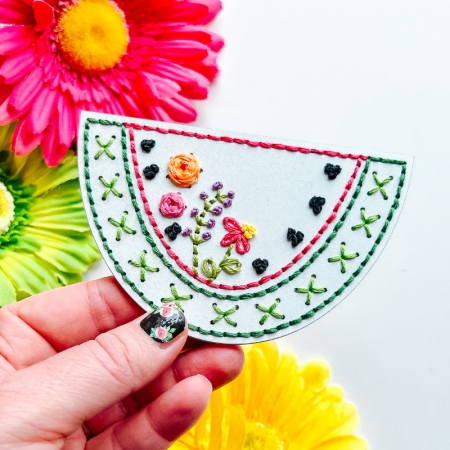 floral Watermelon wood embroidery summer shape