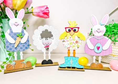 DIY easter farm bundle, bunny, carrots, lamb, chick, easter eggs, rainboots